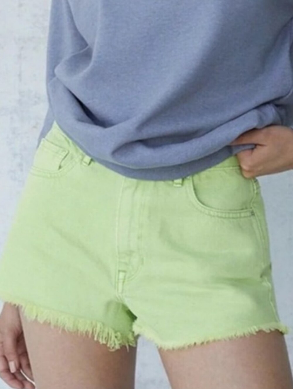 PacSun Lime Green Frayed Hem Denim Shorts